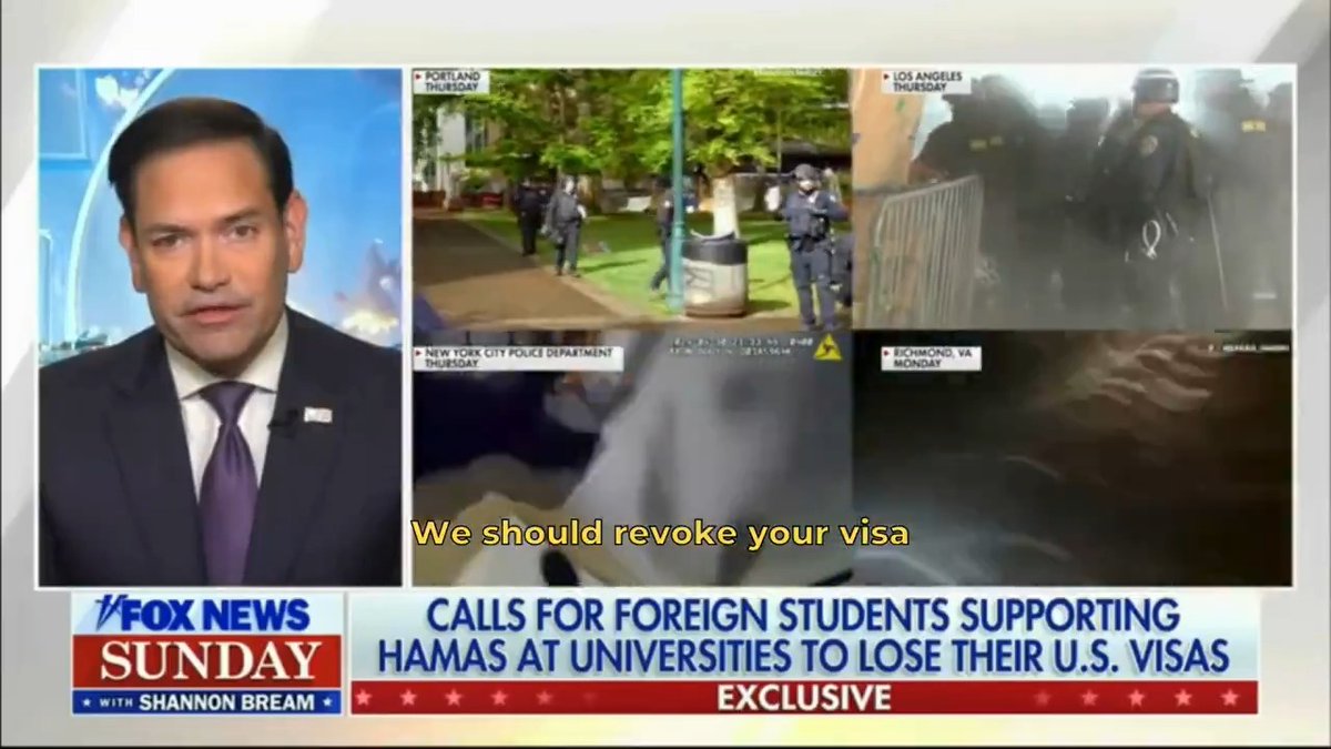 If you're in the U.S. on a visa and supporting terrorist organizations, your visa should be revoked!