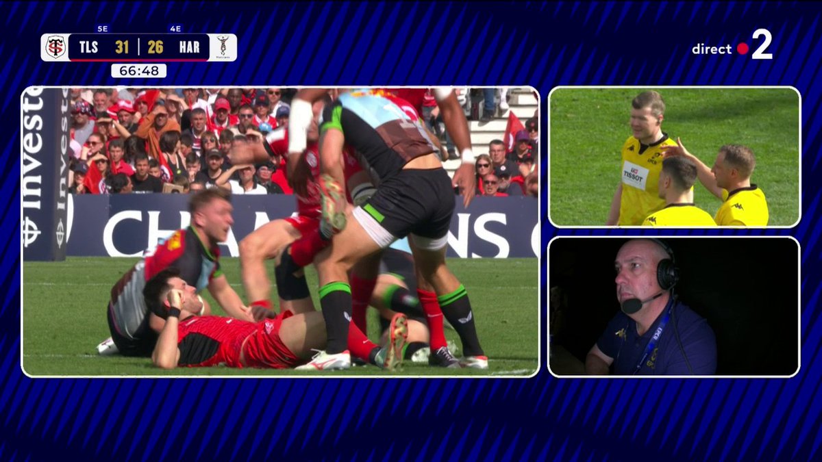 Pour moi c'est évidemment carton 🟥 mais l'arbitre ne choisit que le carton 🟨 😳 Vive la protection des joueurs, ici Antoine Dupont... Rassurez-moi quel est votre verdict ? #STHAR #ChampionsCup