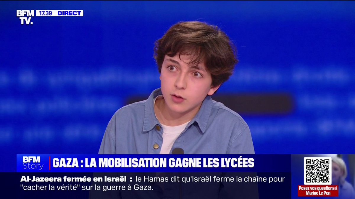 Manifestations étudiantes pour Gaza: "Il y aura un nombre conséquent de lycées qui sera bloqué dès demain", affirme Manes Nadel, vice-président de L'Union syndicale lycéenne