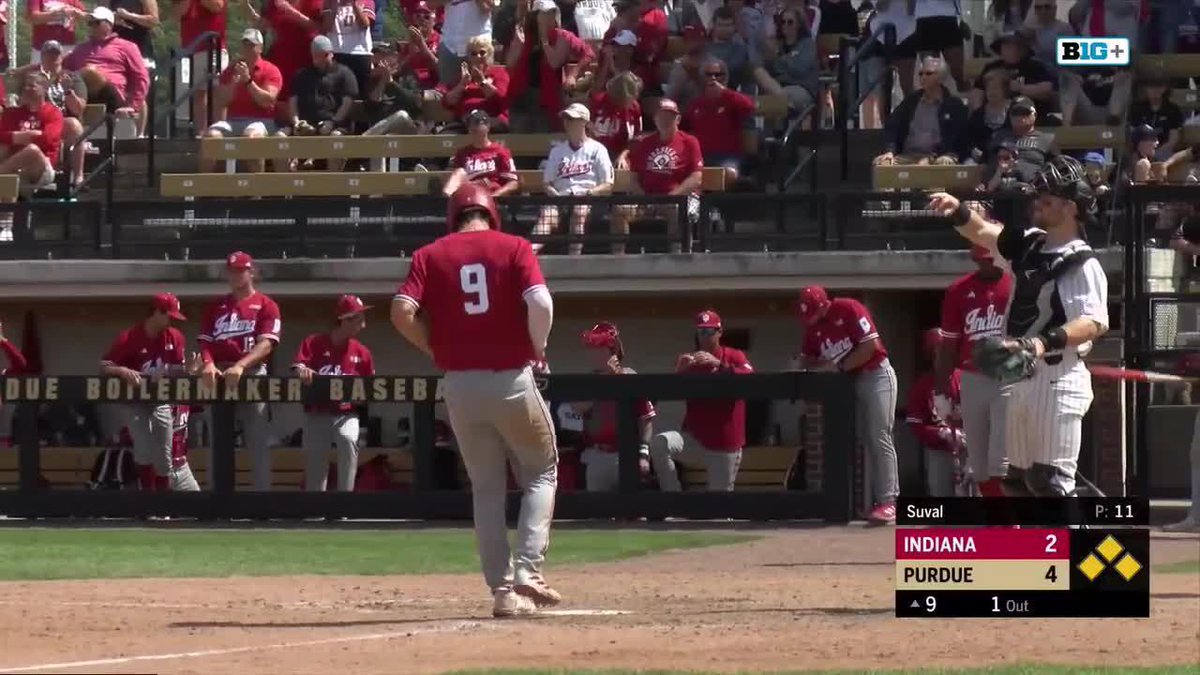 🔴 Bases-loaded BB 🔴 Infield single 🔴 Bases-loaded BB 🔴 E-1 Watch Indiana Baseball's 9th-inning rally to beat rival Purdue and take the series. 👇 #B1GBaseball