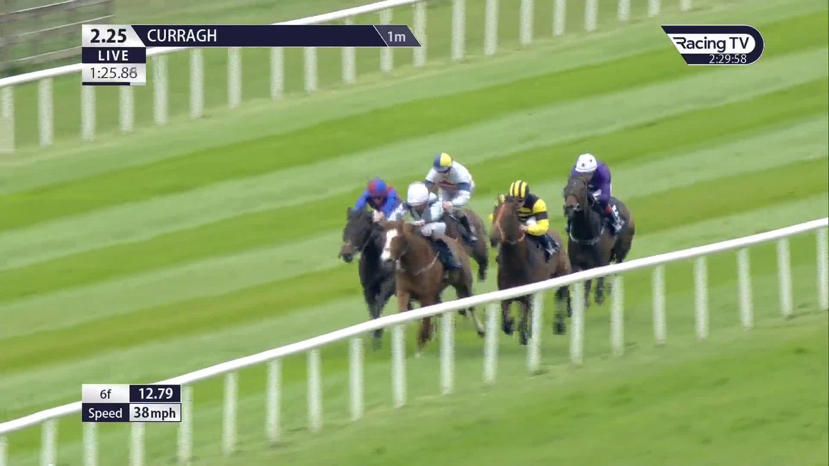 Turn up! 👀 Bright Stripes comprehensively turns around Leopardstown form with Samuel Colt as he pounces late under @wjlee24786 to land the Listed Tetrarch Stakes at 16/1. What on earth do we make of that? Coolmore | The Curragh Racecourse