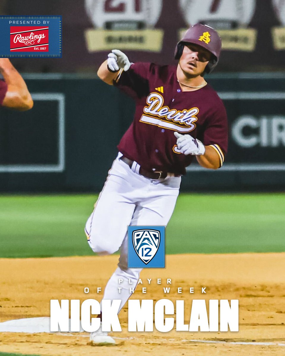 #Pac12BSB Player of the Week: Nick McLain, Arizona State 😈 Full release ➡️ Rawlings Baseball