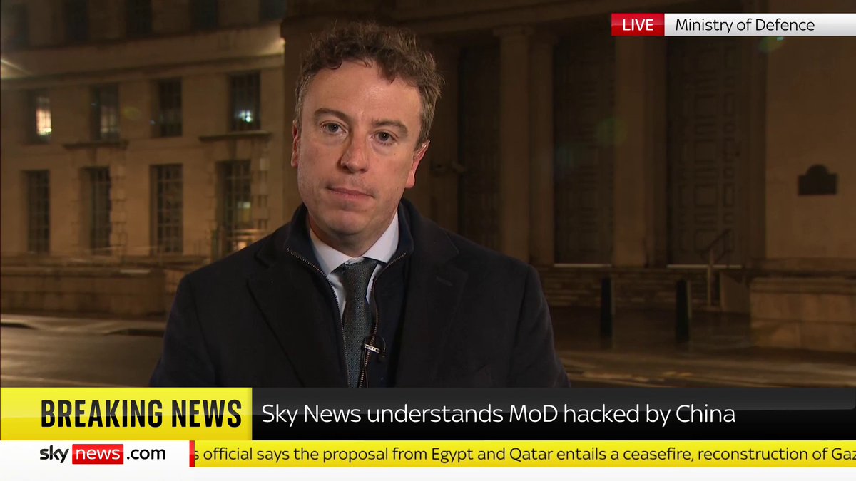 BREAKING: The Chinese state has hacked the Ministry of Defence, Sky News understands. Sky's deputy political editor Sam Coates Sky has the latest. Read more: 📺 Sky 501, Virgin 602, Freeview 233 and YouTube