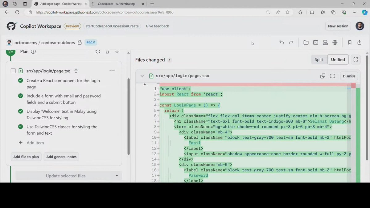Want to see GitHub Copilot Workspace in action? MV Karan took the stage for a live demo with Copilot Workspace to build a front-end login page, all in natural language.