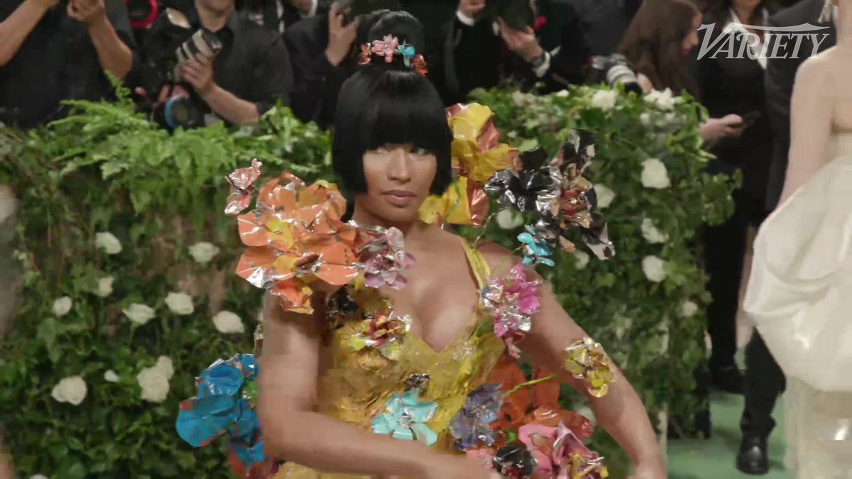 Nicki Minaj poses for photos at the #MetGala.