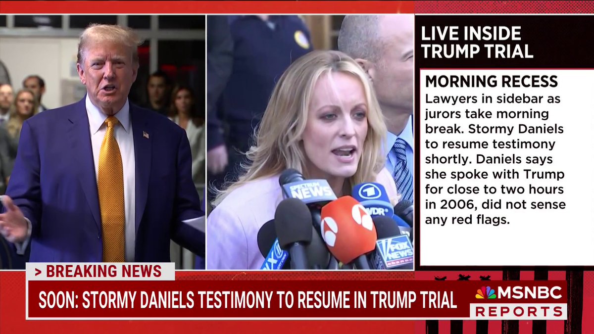 "The details that are being described in front of this jury are quite explicit." WATCH: Vaughn Hillyard details Stormy Daniels' testimony so far as court takes a short break.