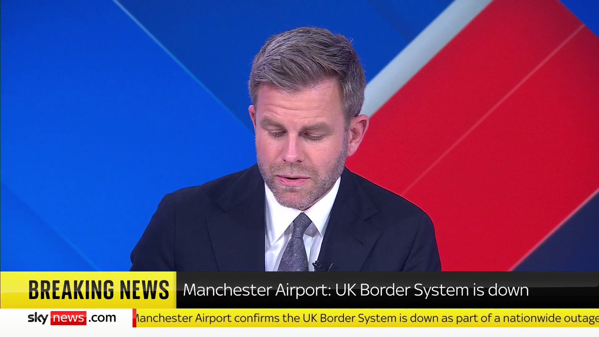 BREAKING: Manchester Airport has confirmed the UK Border System is down as part of a nationwide outage Latest ➡️ 📺 Sky 501, Virgin 602, Freeview 233 and YouTube