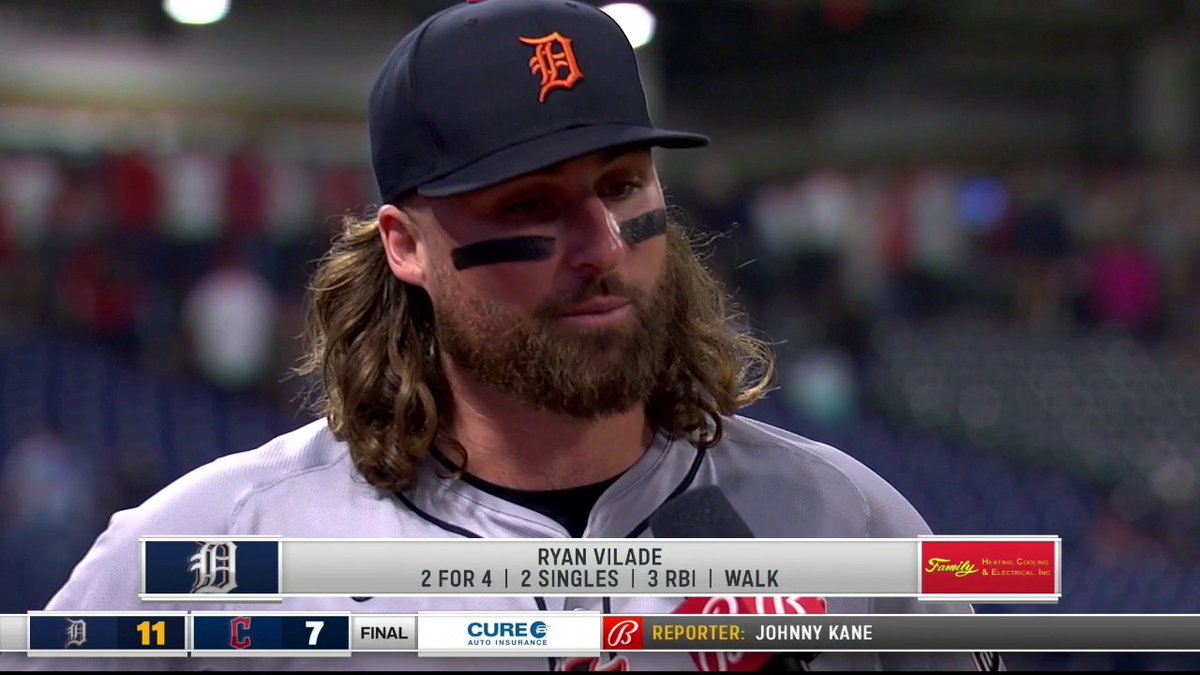 We hear from Ryan Vilade, who picked up a pair of career milestones during tonight's win with his first MLB hits and his first three RBI. #RepDetroit