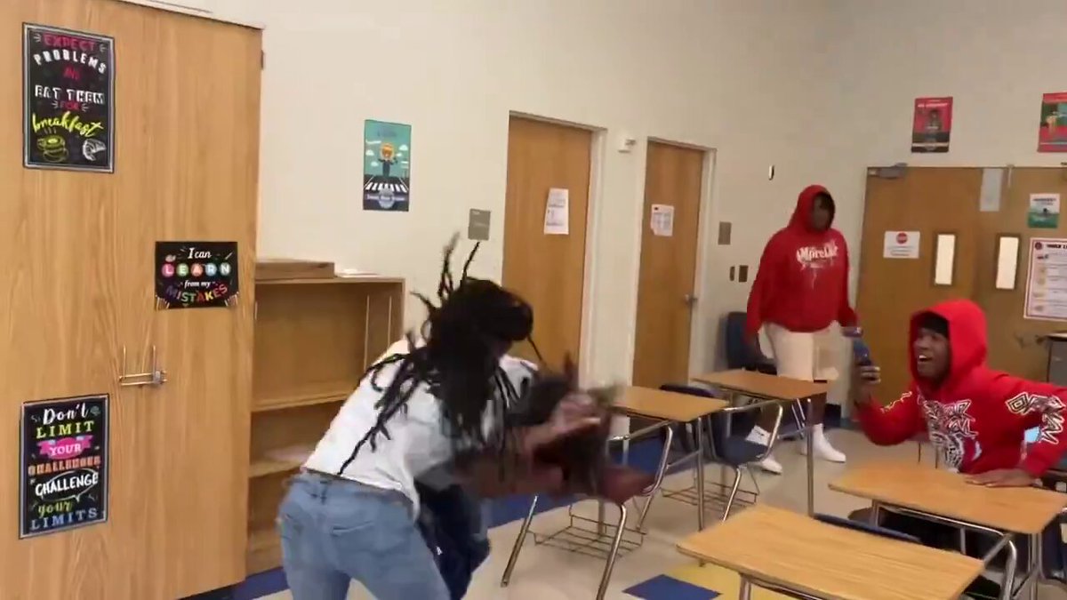 Crazy ass girls throwing it down at school