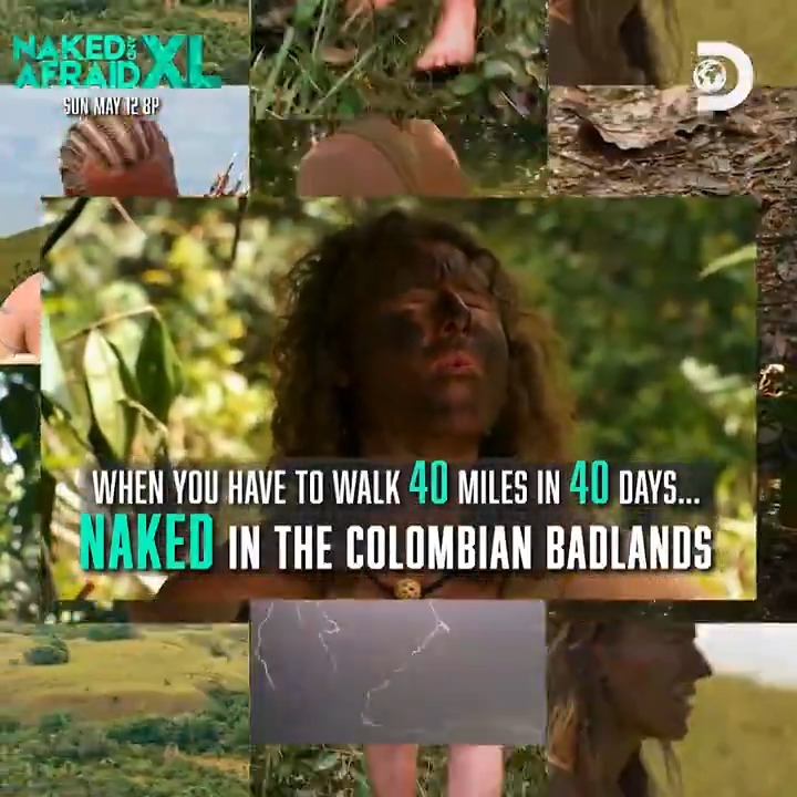 The struggle is REAL🍑 The #NakedandAfraid XL journey begins Sun May 12 8p on Discovery
