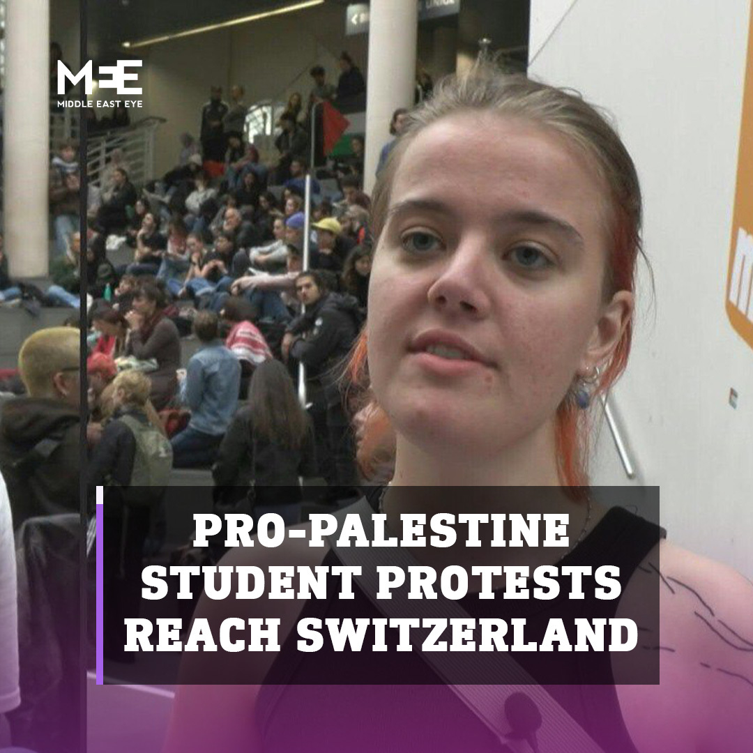 University of Geneva students protested, demanding an end to all partnerships with Israel. They also advocated for the acceptance of Palestinian students in Switzerland to continue their studies following the destruction of their educational institutions in Gaza.