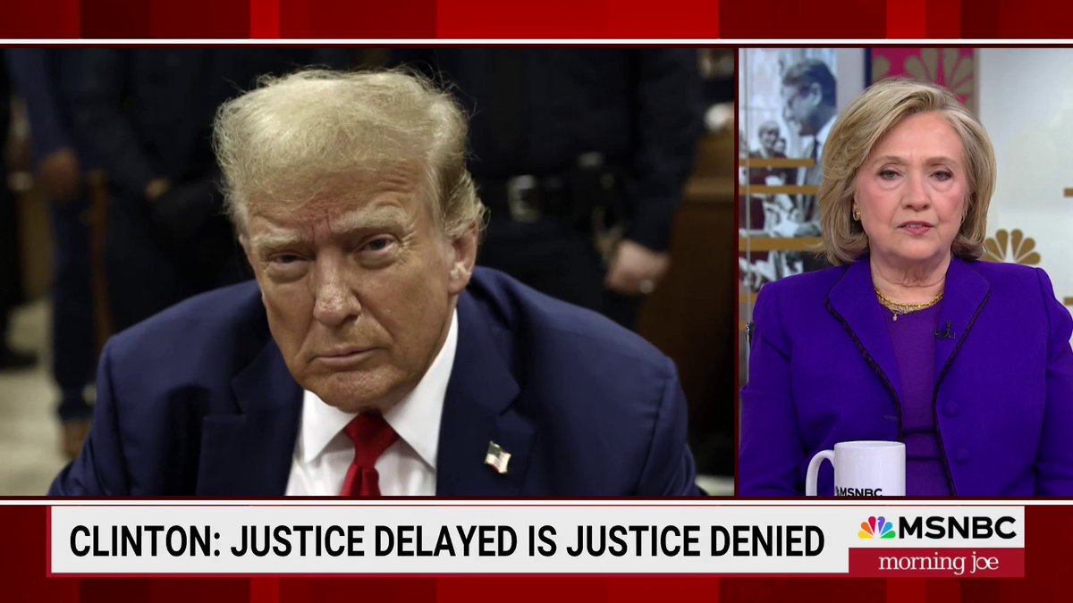 "Justice delayed is justice denied. The people in our country will most likely go to vote without knowing the outcome of these other very serious trials... SCOTUS is doing our country a grave disservice in not deciding the case about immunity."— Hillary Clinton on Trump's trials