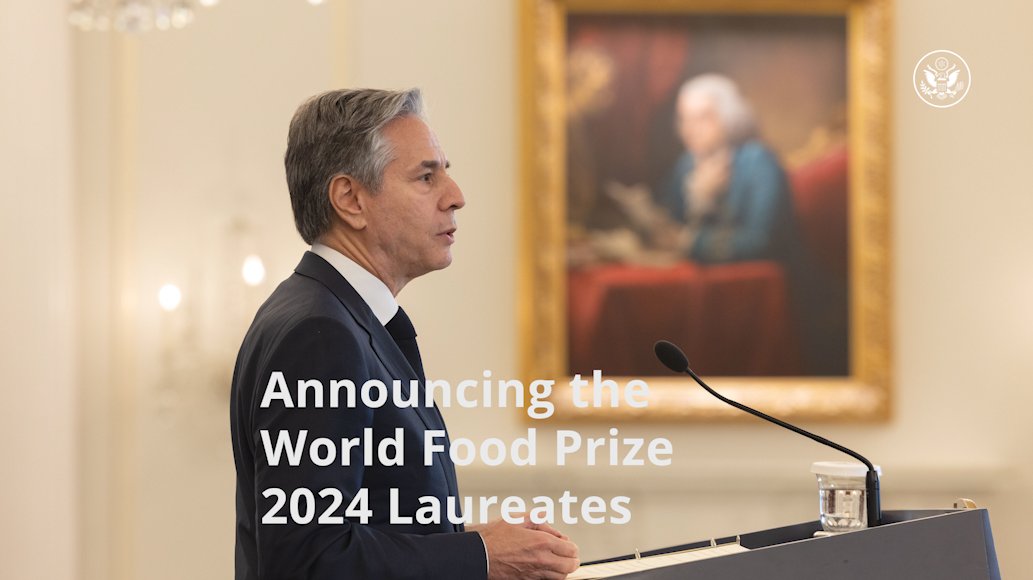 For 20 years, the Department has hosted the World Food Prize Laureate ceremony to honor the exceptional scientists and advocates who have transformed global food systems. Today, Secretary Antony Blinken recognized two scientists who played a critical role in preserving crop diversity.