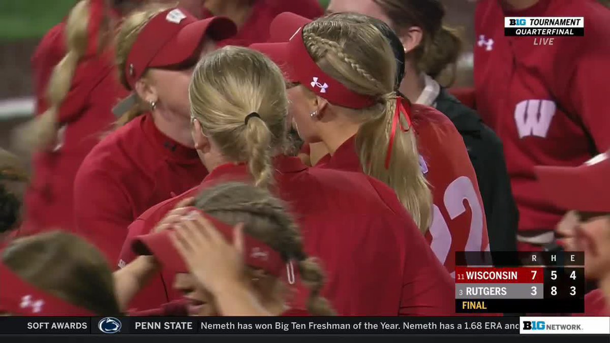 For the first time in 🖐️ years, Wisconsin Softball is headed to the Big Ten Conference semifinals. 💥 #B1GSoftball