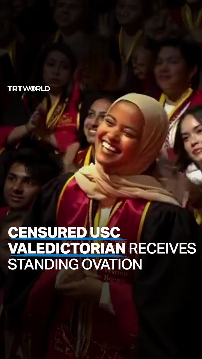 The University of Southern California’s 2024 Valedictorian Asna Tabassum received a standing ovation at the university's awards ceremony. Earlier, the university had canceled a planned graduation speech by Tabassum following objections from pro-Israeli groups about her social media posts supporting Palestine