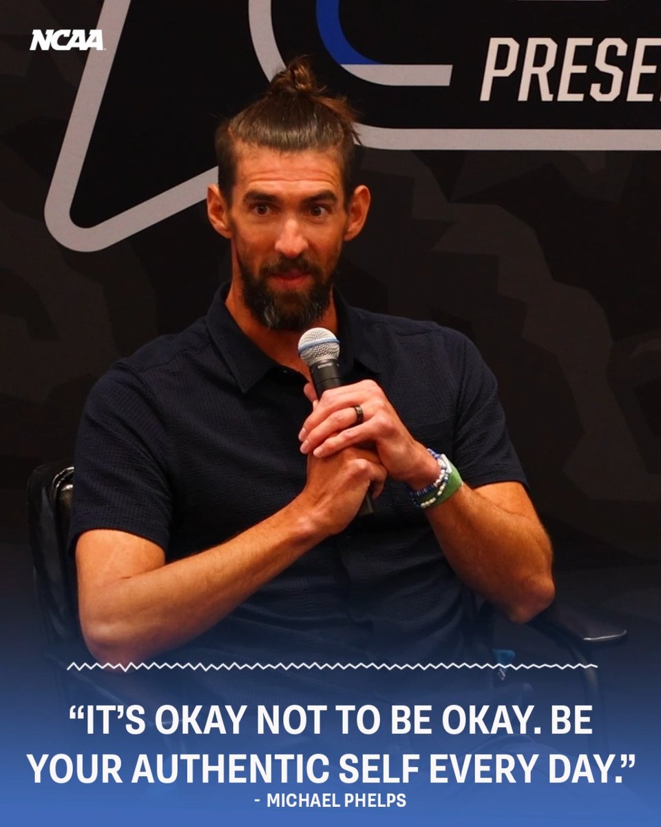 Former Olympian Michael Phelps emphasized the importance of having a support system to student-athletes during the NCAA Men's Final Four! 🤝 #MentalHealthMonth