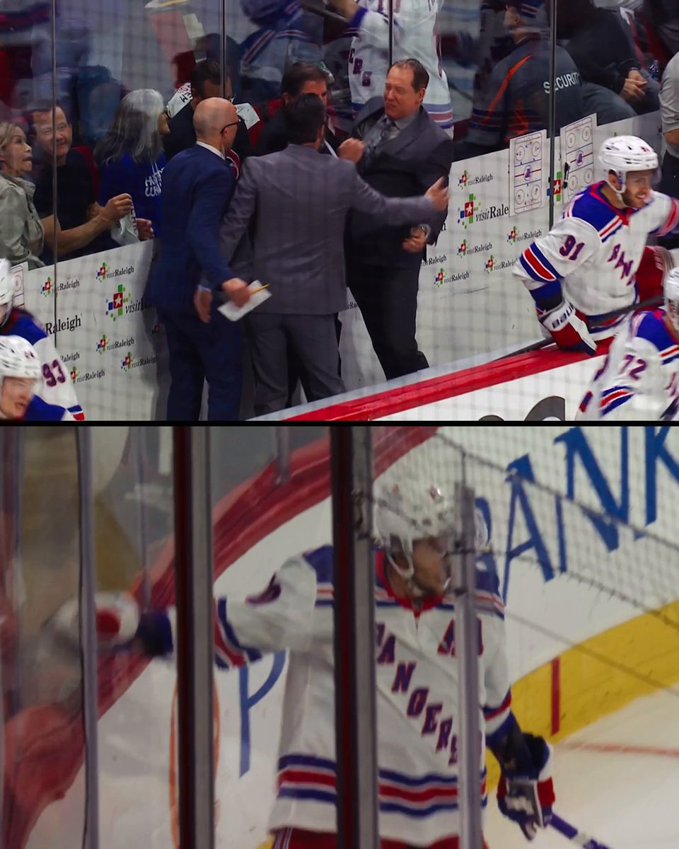 Overtime bench reactions never disappoint. 🗽 #StanleyCup 📺: New York Rangers vs. Carolina Hurricanes Game 4 tomorrow at 7p ET on NHLonTNT (truTV), HBO Max Sports, Sportsnet, and TVA Sports