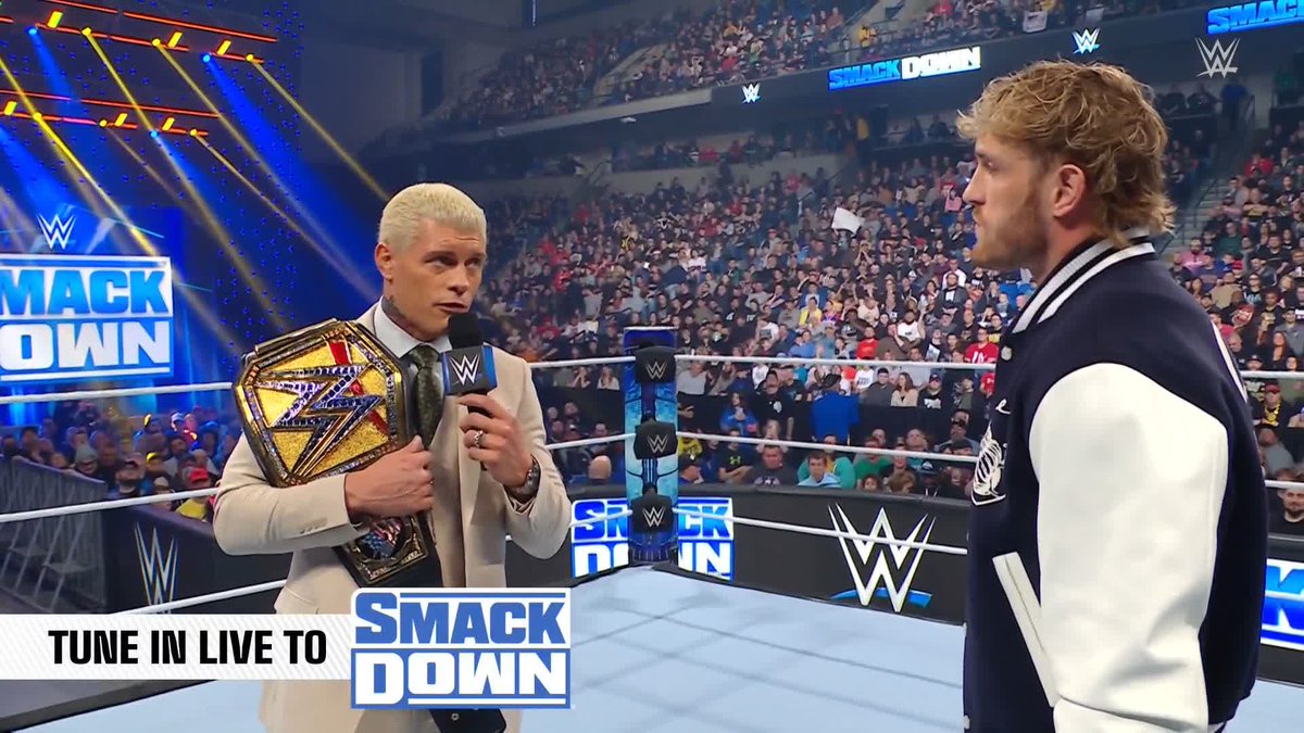 Champion vs. Champion It’s going to be Cody Rhodes vs Logan Paul at #WWEKingAndQueen 👊 #SmackDown