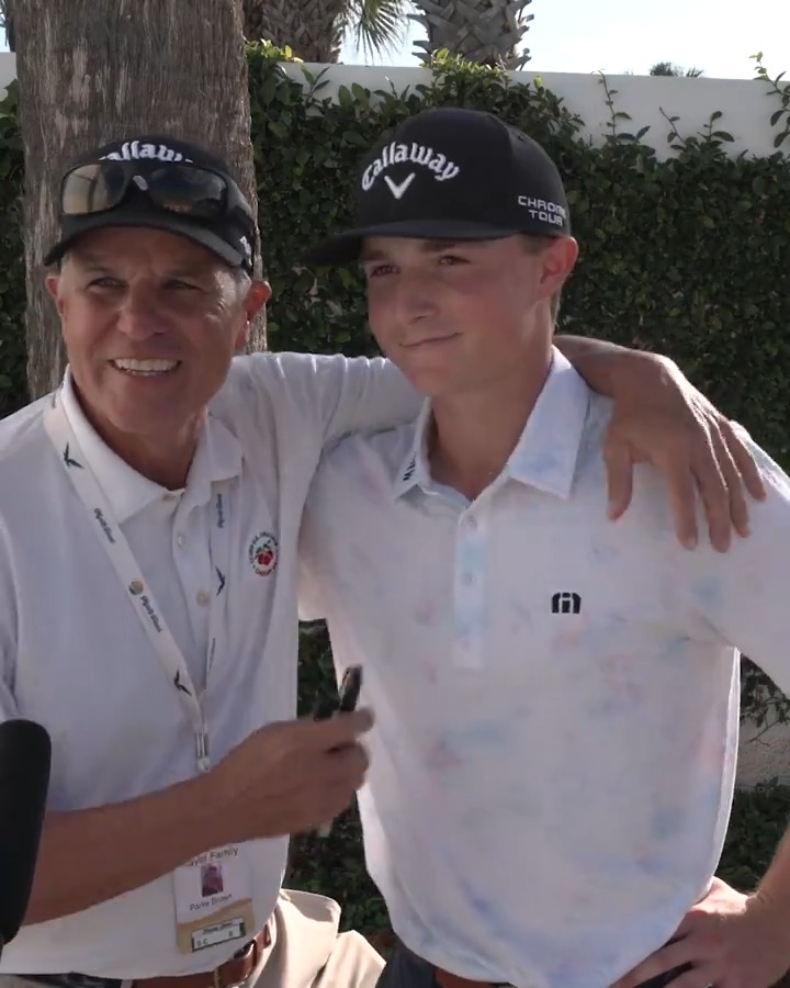 A year and a half ago, Blades Brown's dad was diagnosed with leukemia and only given a year to live. Today, he watched his 16-year-old son make the cut ONEflight Myrtle Beach Classic 🥹