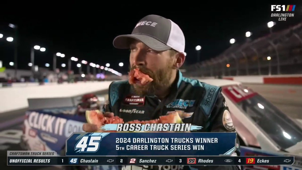 "A watermelon farmer just won Darlington."- Ross Chastain