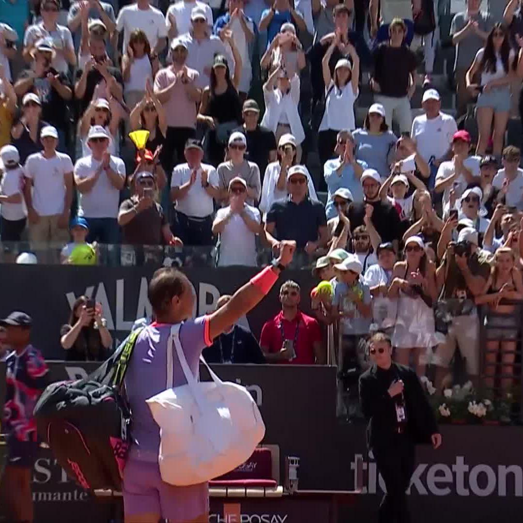 Rafa Nadal waves goodbye to Rome for the last time. 10 time champion. 70 match wins. The greatest clay court player there is. The greatest there ever was. The greatest there ever will be. You’ll be missed, but never forgotten. 🥹