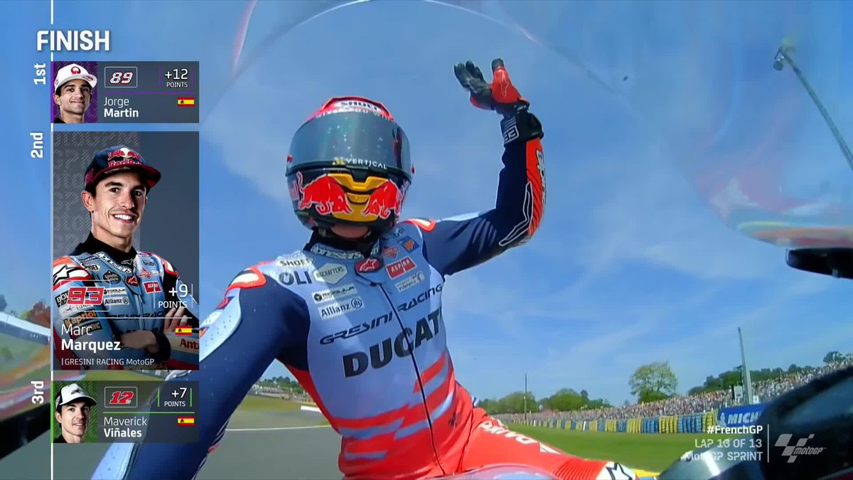 Starting in 13th? No problem 😎 #TissotSprint podium number 3 for Marc Márquez, and an AMAZING one at that 🔥 #FrenchGP 🇫🇷
