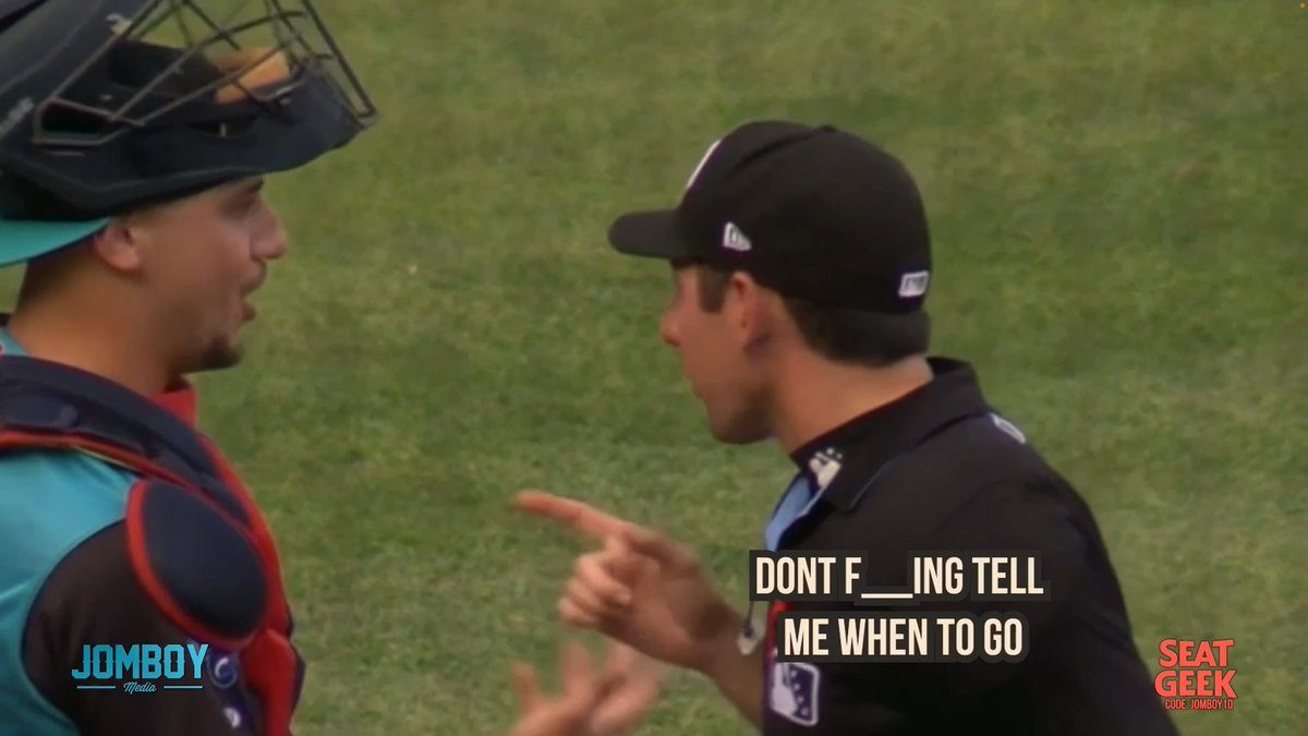 Catcher tells the umpire to get out of his face, a breakdown