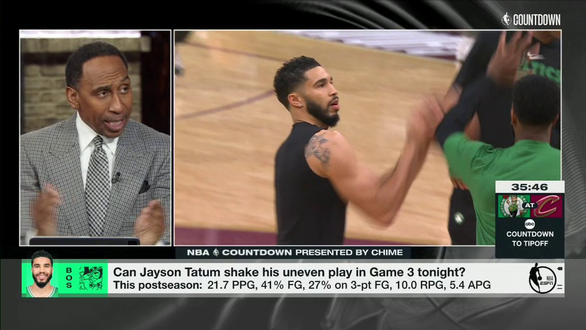 "For someone who is great, it is entirely unacceptable." 😳 Stephen A Smith on Jayson Tatum's numbers this postseason 🏀