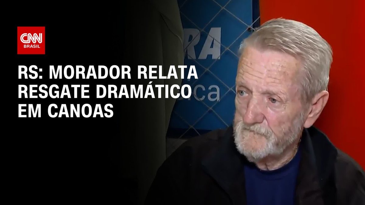 Sr. Solomar, um dos sobreviventes das enchentes em Canoas, no Rio Grande do Sul, em entrevista a CNN Brasil " Eu só lastimo uma coisa, ter deixado minha bandeira do Colorado (Internacional) lá." 📽️: CNN Brasil