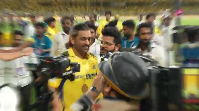 MS Dhoni hugging Suresh Raina. 💛 - The heart beats of CSK history.