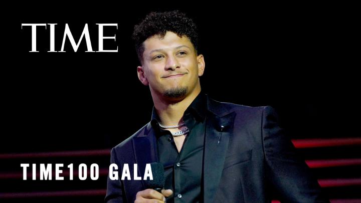 "I'd like to raise a glass to a new era in sports. An era when the women's game is finally getting the attention it deserves," said Patrick Mahomes in his TIME100 Gala toast.
