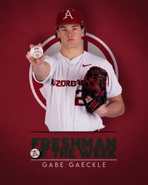 ⚾️ WK13 | SEC Baseball Weekly Awards FRESHMAN: Gabe Gaeckle Arkansas Baseball x #SECBSB