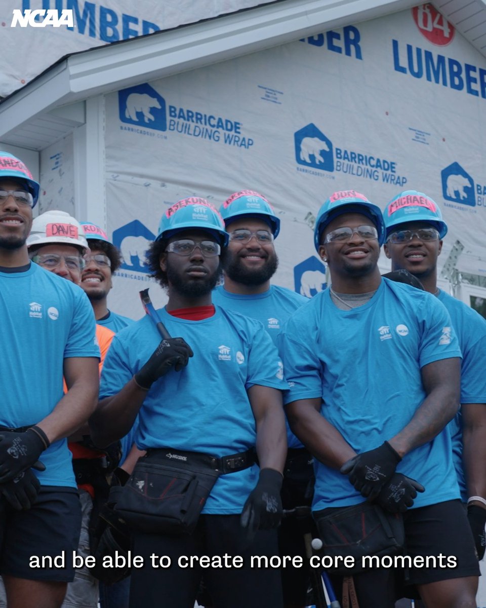 Building Indianapolis together! 👷 The NCAA and UIndy Football teamed up for a volunteer build day with Habitat for Humanity to help complete a house in our community. 🔨