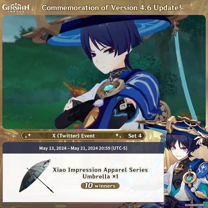 ✨Set 4✨ Commemoration of Version 4.6 Update 🎁Participate in the event for a chance to win official merchandise. How to Participate: ① Follow Genshin Impact ② Retweet this post You can instantly check the event results here>>> #GenshinImpact4ꓸ6