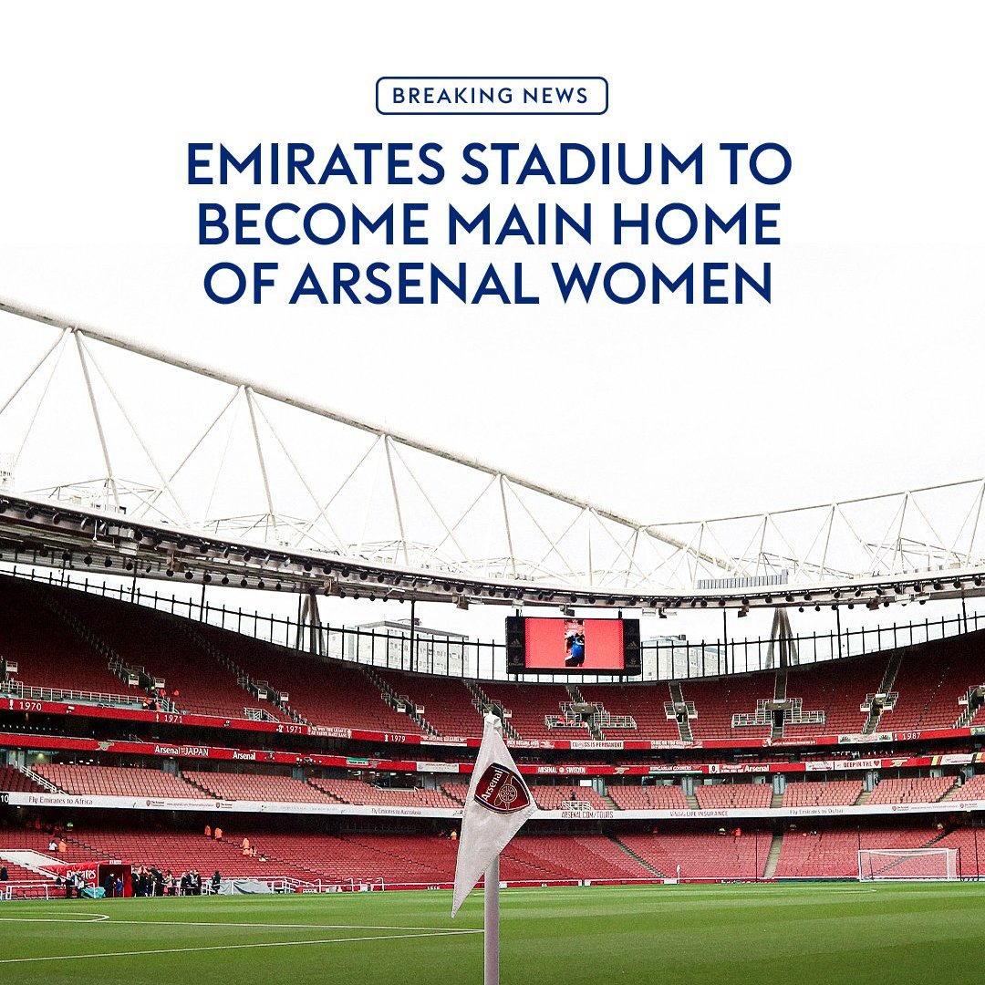 🚨 BREAKING: Arsenal have announced that the Emirates Stadium will host 11 Arsenal Women matches next season making it the main home of the side 🔴
