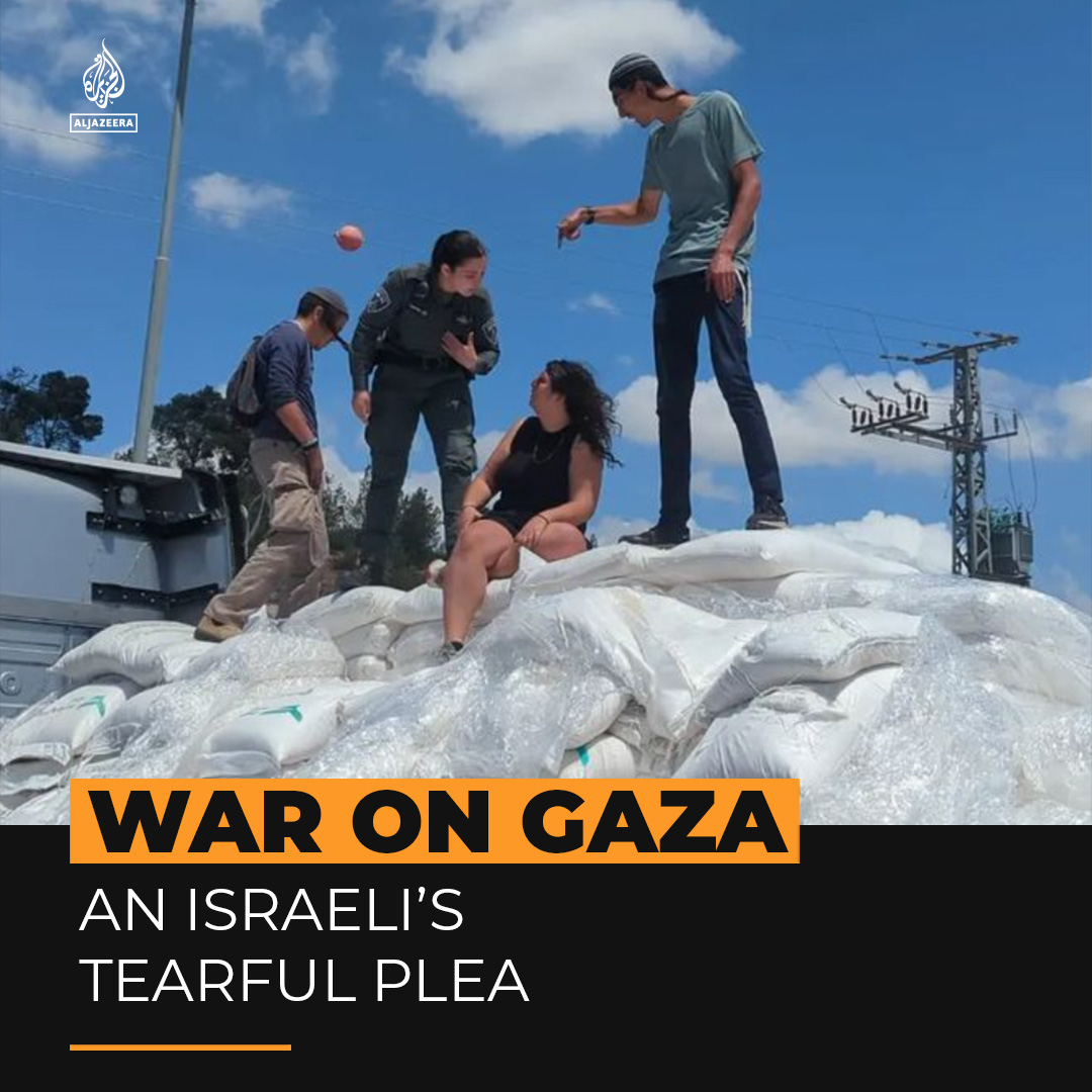 An Israeli human rights lawyer interrupts her own Al Jazeera interview for a tearful plea condemning Israel’s war on Gaza and Israelis attacking aid trucks headed for Gaza.