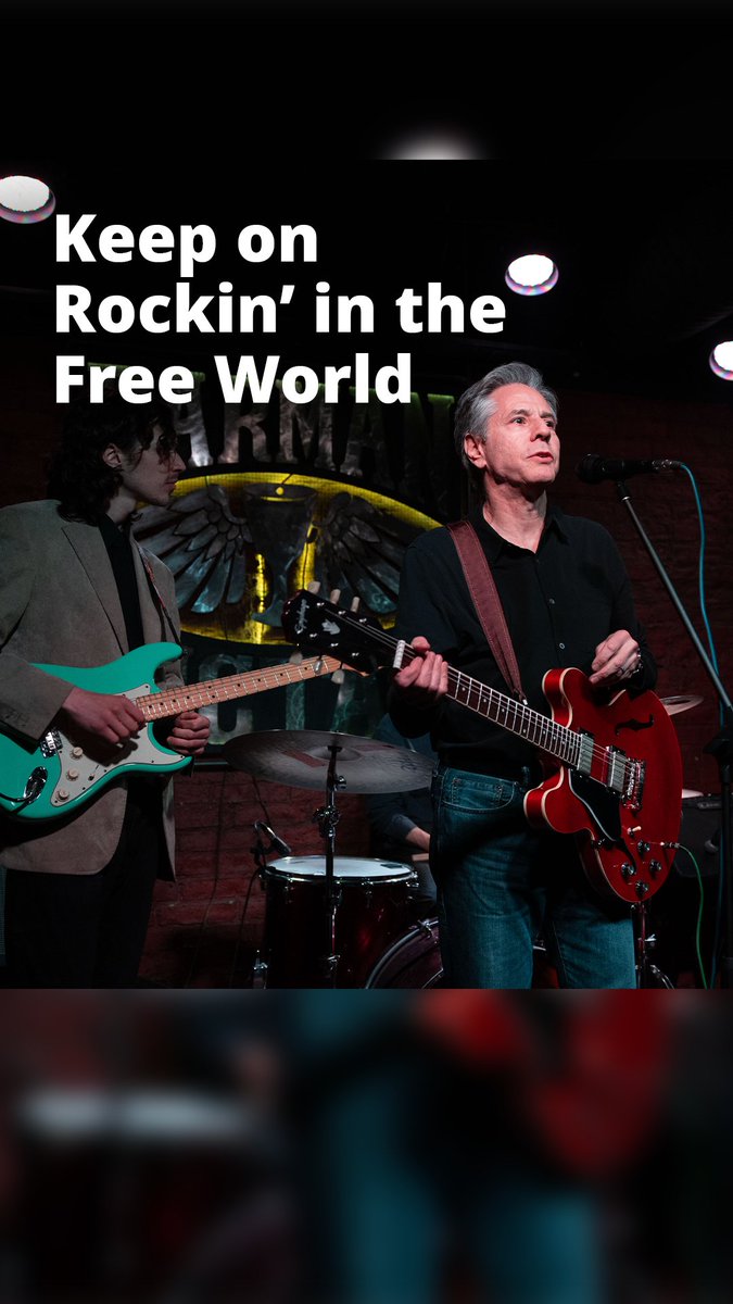 Secretary Blinken joined a local band in Kyiv with a message: Ukraine is standing up for the free world and the free world stands with Ukraine.
