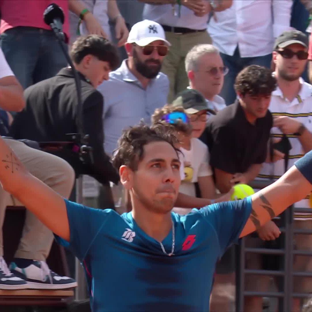 The fairytale continues! 👏 Chilean Alejandro Tabilo is into his first Masters 1000 semi-final at the Foro Italico as he defeats Zhang 6-3 6-4 #IBI24