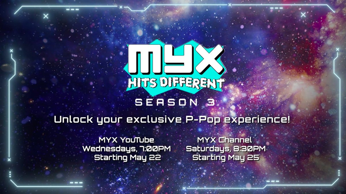 The ultimate PPOP experience is coming your way!! MYX Hits Different Season 3 kicks off on May 22 with PABLO, JOSH CULLEN, YARA, @firstone_DIONE, 1ST ONE, Press Hit Play Official, BGYO_PH, and BINI_PH! 🎤🌟