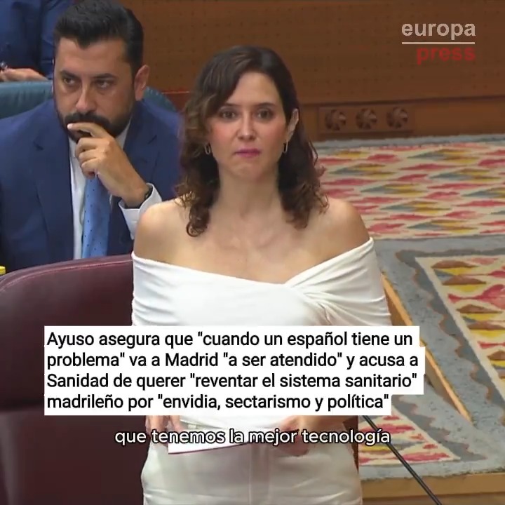 Ayuso asegura que "cuando un español tiene un mínimo problema" va a Madrid "a ser atendido" y acusa a Sanidad de querer "reventar el sistema sanitario" madrileño por "envidia, sectarismo y política"