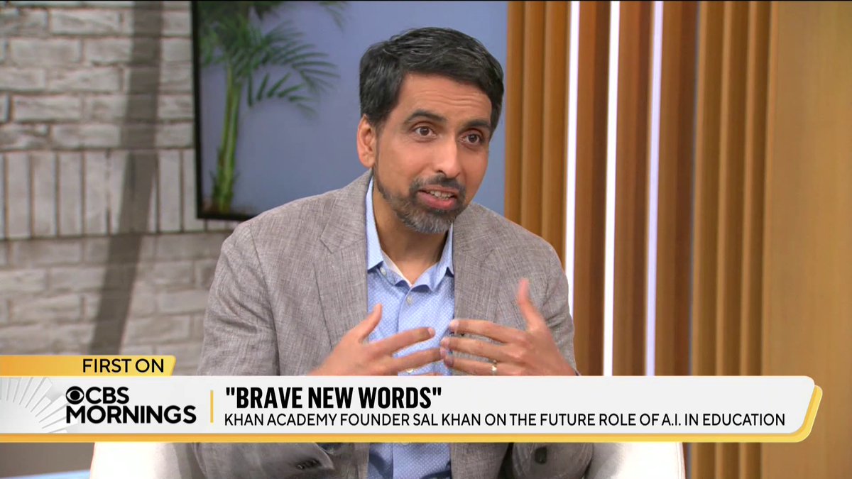 Sal Khan, CEO and founder of Khan Academy, thinks AI is going to change education for the better. He tells CBS Mornings about his new book, “Brave New Words,” and shares why he says AI can be an amplification of students’ abilities.