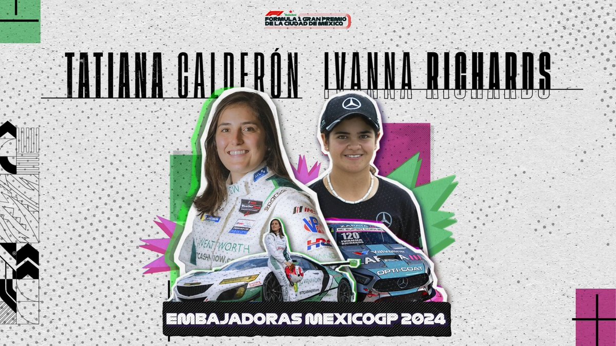 ¡Por 1ª vez el #MexicoGP tendrá 2 mujeres piloto como embajadoras de la carrera! 👏 Es así como Tatiana Calderon e Ivanna Richards se unen con esta distinción a Santiago Ramos, quien fue anunciado hace apenas unas semanas.