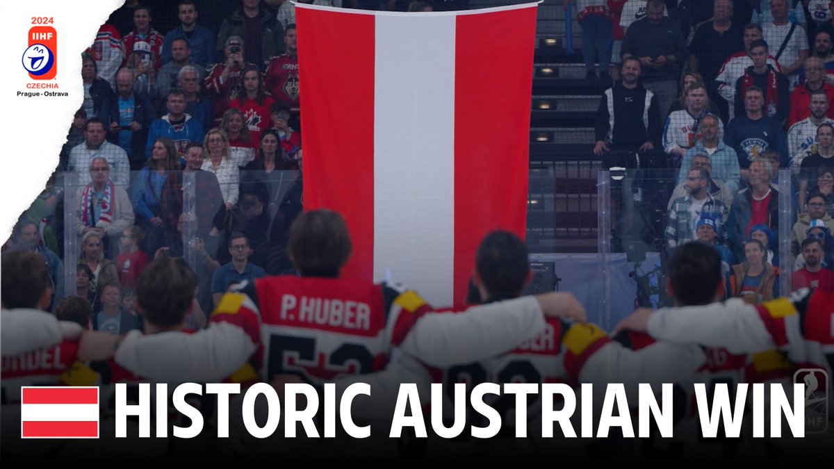 Final moments of the first Austria win ever over Finland at #MensWorlds.🇦🇹👏 @eishockey_aut