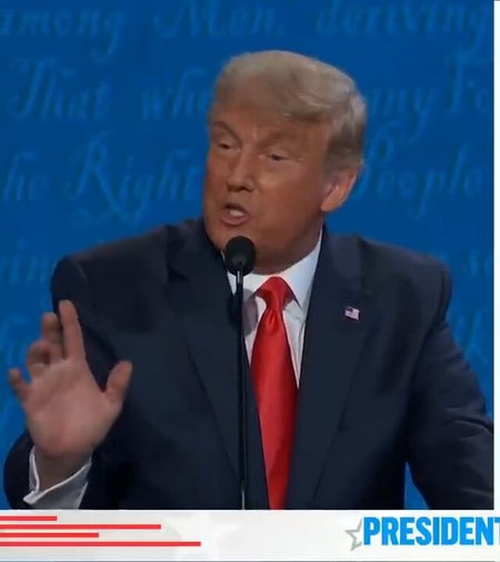 Left: Trump saying in 2020 that “the stock market will crash” if Biden is elected Right: The Dow hitting 40,000 for the first time ever in history today
