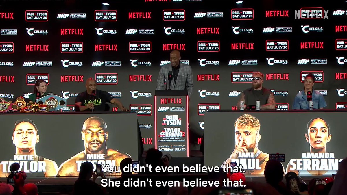 Jake Paul, Mike Tyson, Katie Taylor, and Amanda Serrano predict the outcome of each other's fights. What about you? #PaulTyson #TaylorSerrano