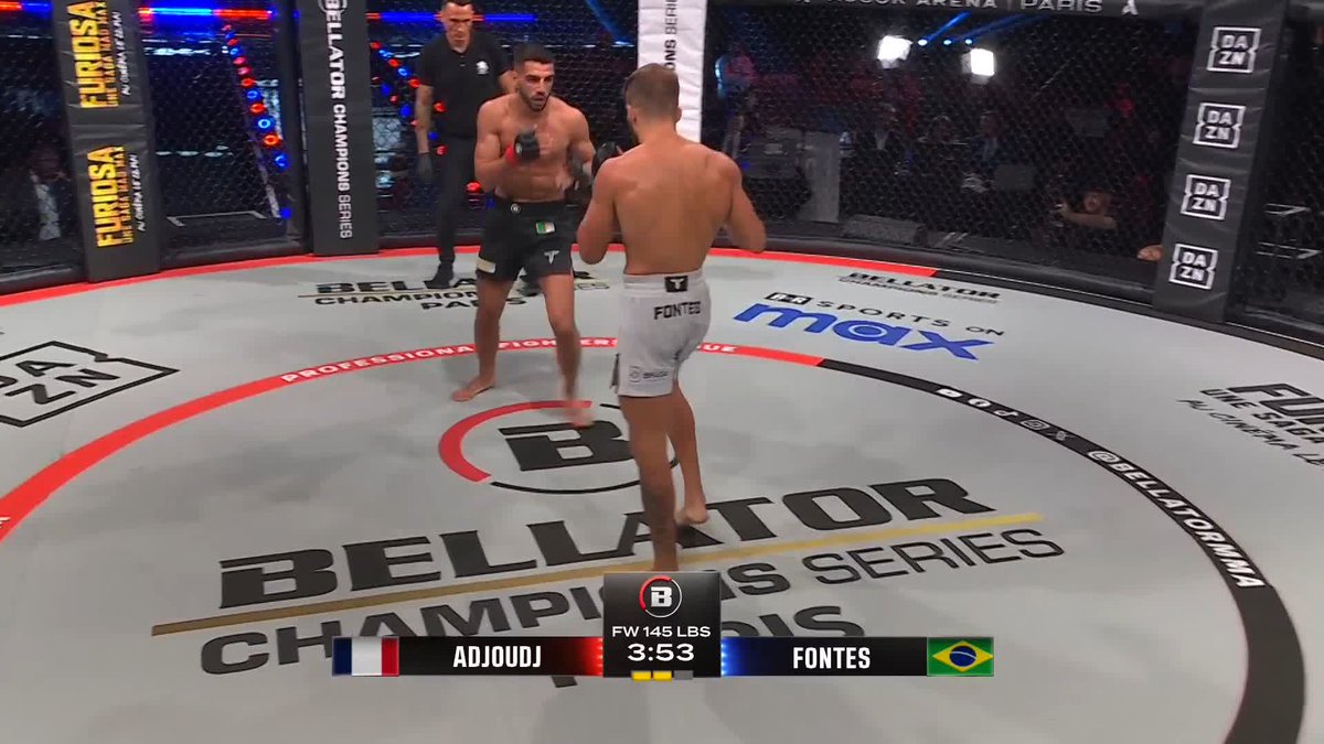 1ÈRE VICTOIRE FRANÇAISE 🇫🇷🥳 Le jeune Crack Asael Adjouj s’impose au R2 par TKO face à l’invaincu Bruno Fontes 😤 #BellatorParis