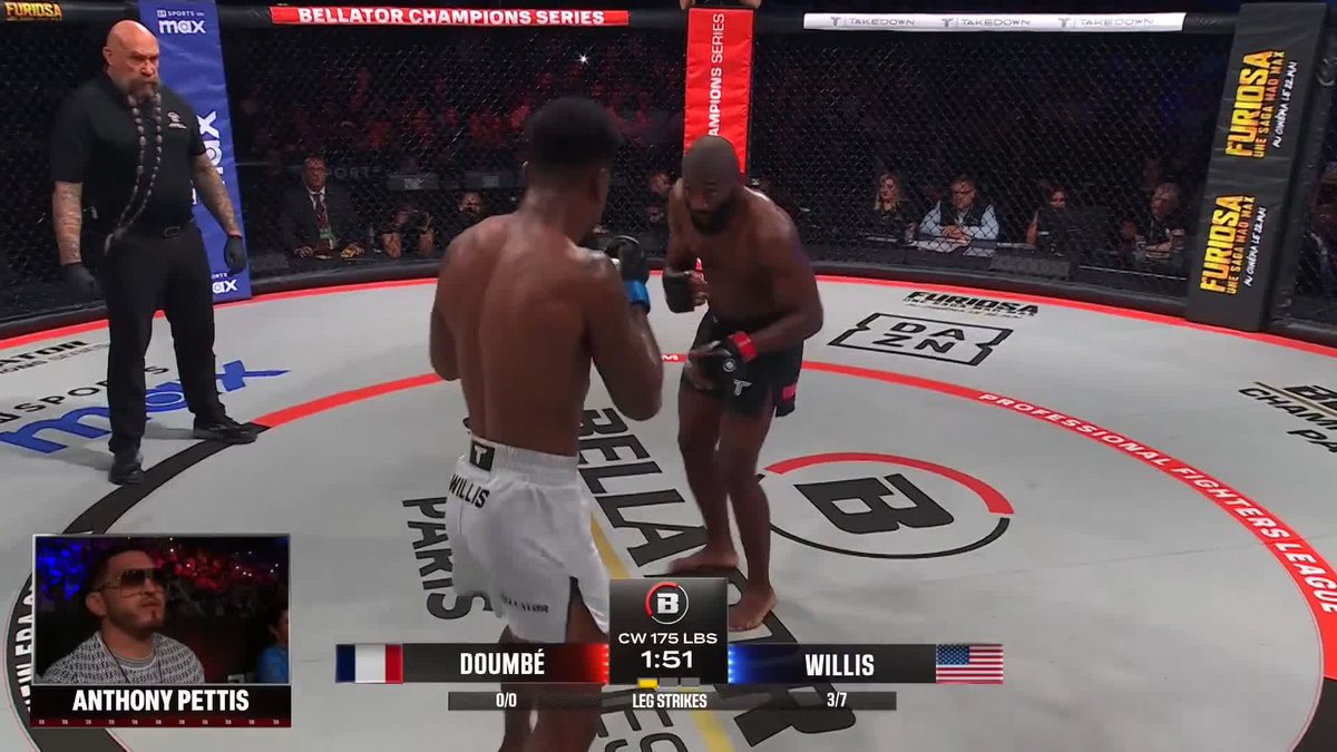 REDEMPTION IN PARIS FOR "THE BEST" ๐ฅ Cรฉdric Doumbรฉ stops Jaleel Willis in the first round and sets up a matchup with Anthony Pettis! ๐ #BellatorParis | LIVE NOW ๐บ๐ธ Live on MAX ๐ซ๐ท Live on DAZN