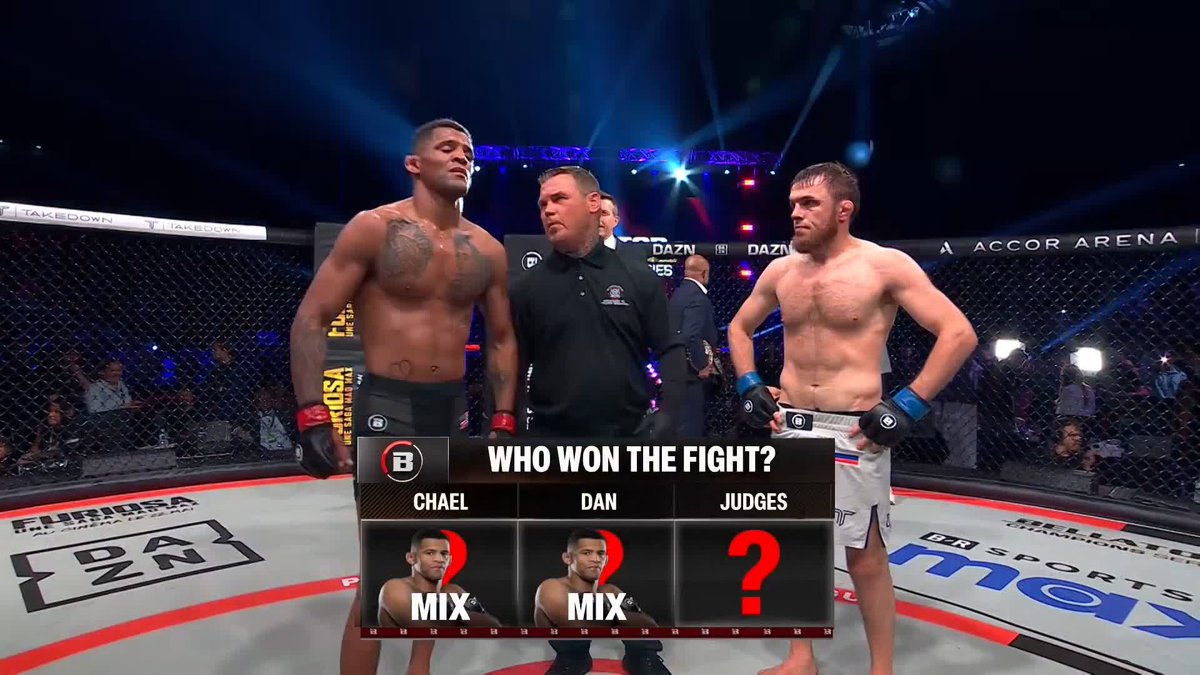 AAAND STIILLL !!! 🔥 🇺🇸 Patchy Mix remporte la victoire à la décision face à Magomed Magomedov 🇷🇺 et conserve sa ceinture 🏆 #BellatorParis
