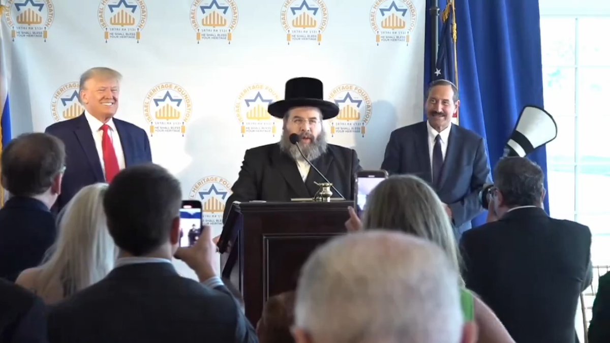 Please Watch! In July 2023, Trump hosted an "Israel Heritage Foundation" gala at his Bedminster estate. Rabbi David Katz proclaimed the Third Holy Temple will be re-built in Jerusalem "very soon," thanks to the heroic efforts of Trump. Trump then recited a Blessing from "Hashem"