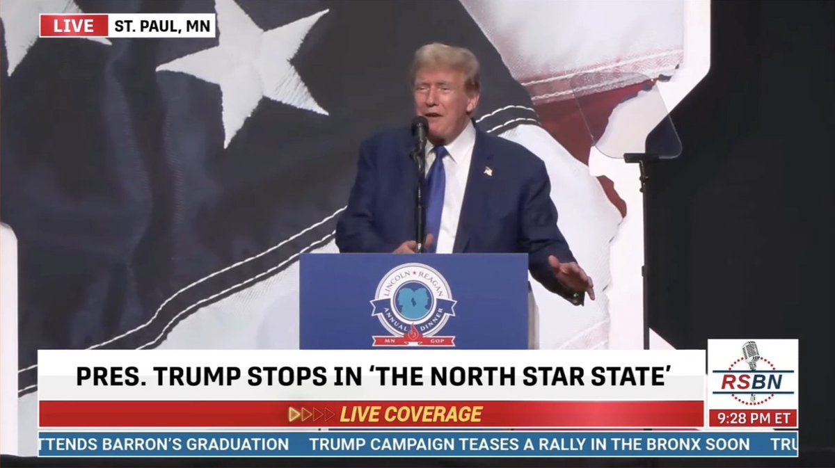 A feeble Trump nearly falls down on stage after he leans on his podium too hard and then goes on an angry rant calling his event workers “crappy”